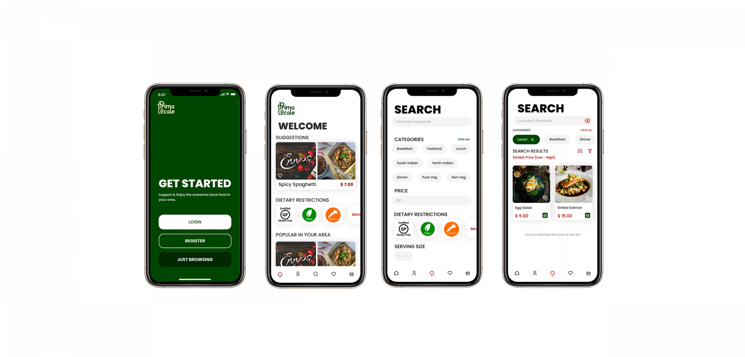 An app called PrimaLocale, a local food exploration app