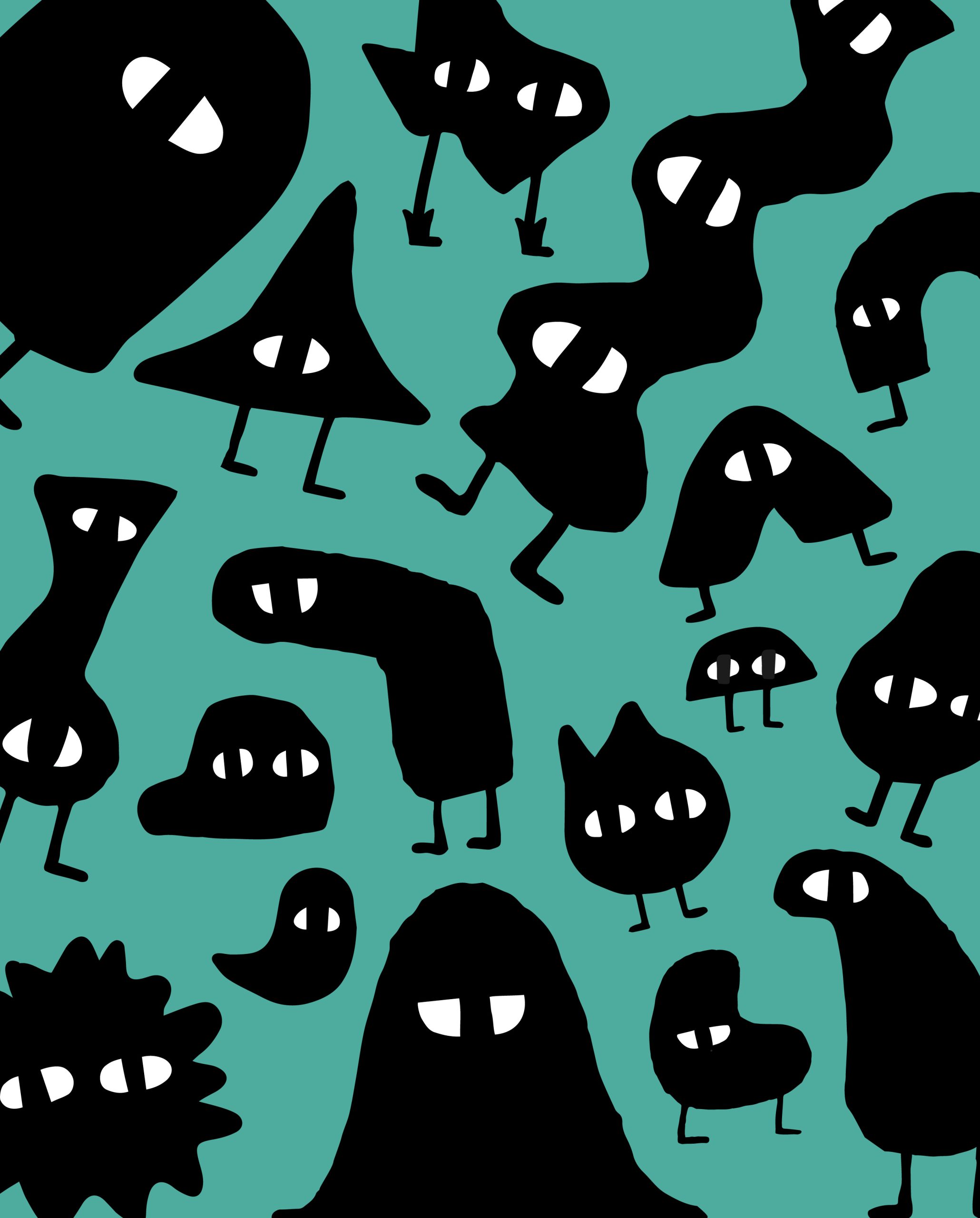 Untitled blob characters that represent all the grads.