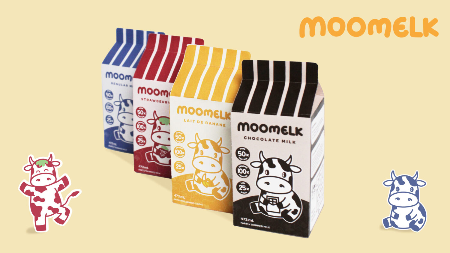 Moomelk flavoured milk packaging and character design